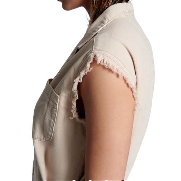 One Teaspoon x Free People Pallisades L Pink Short Denim Utility Romper Jumpsuit - Picture 6 of 10